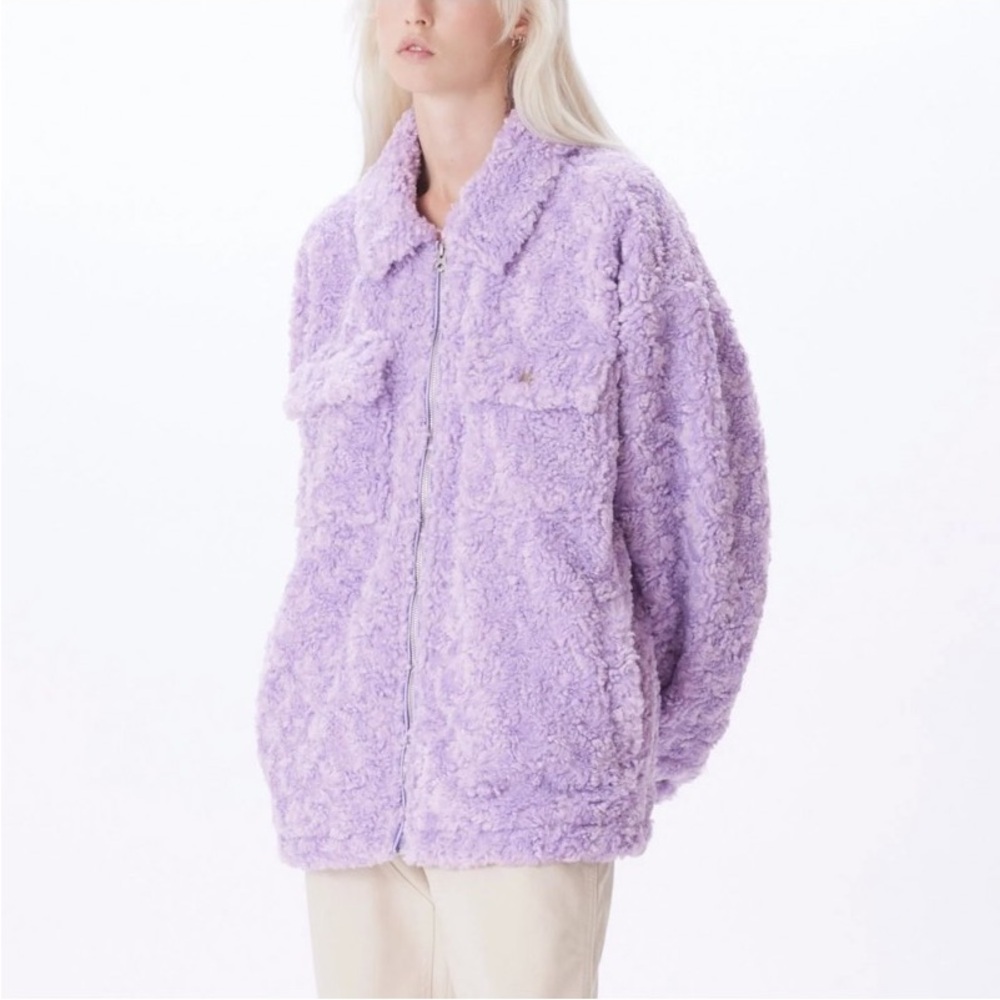NWT Obey Brenda Cozy Pur in Purple Rose Teddy Bear Sherpa Jacket M / L - Picture 2 of 16